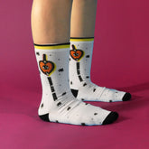 Evil Eye Heart Printed Crew Socks